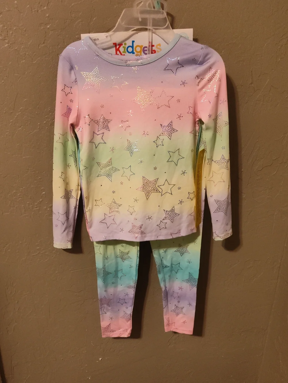 Kidgets Rainbow Star Long Sleeve Kids Pajama Set - Pastel